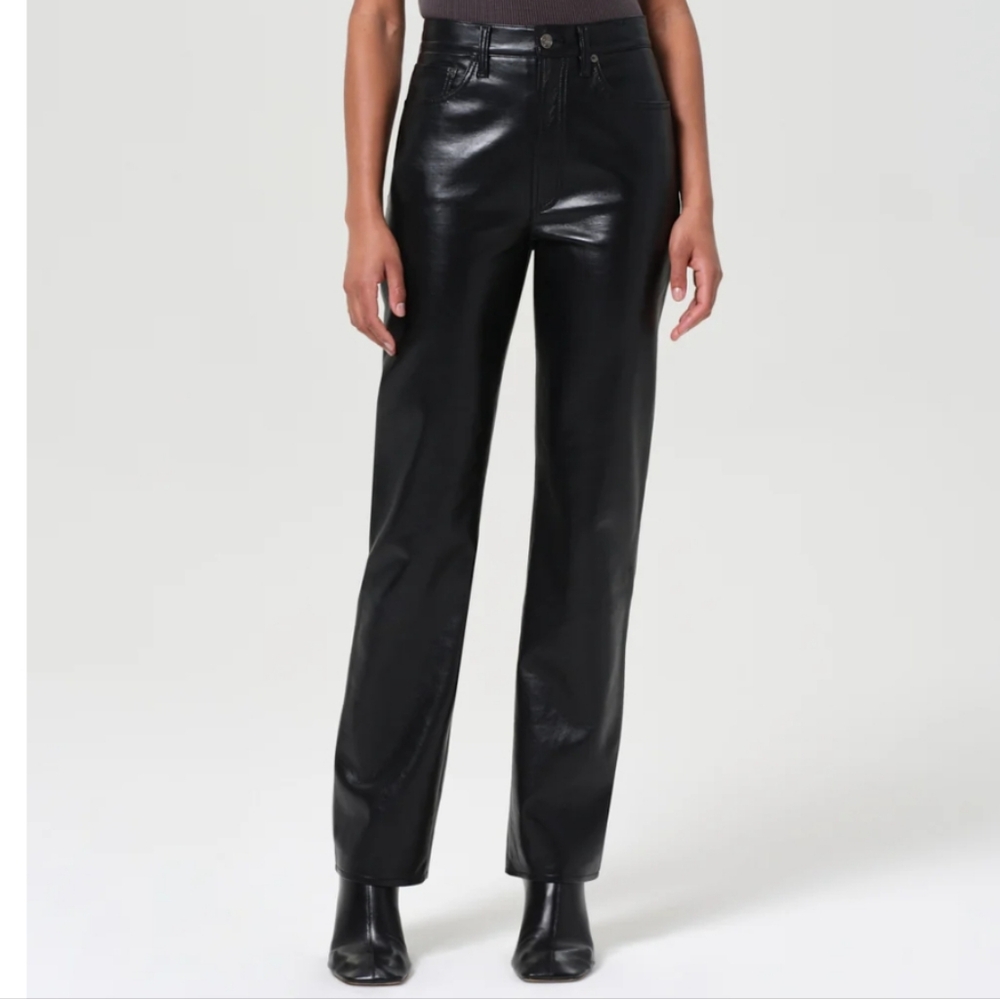 A Golde 90's Pinch Waist High Rise Straight Long (Recycled Leather)